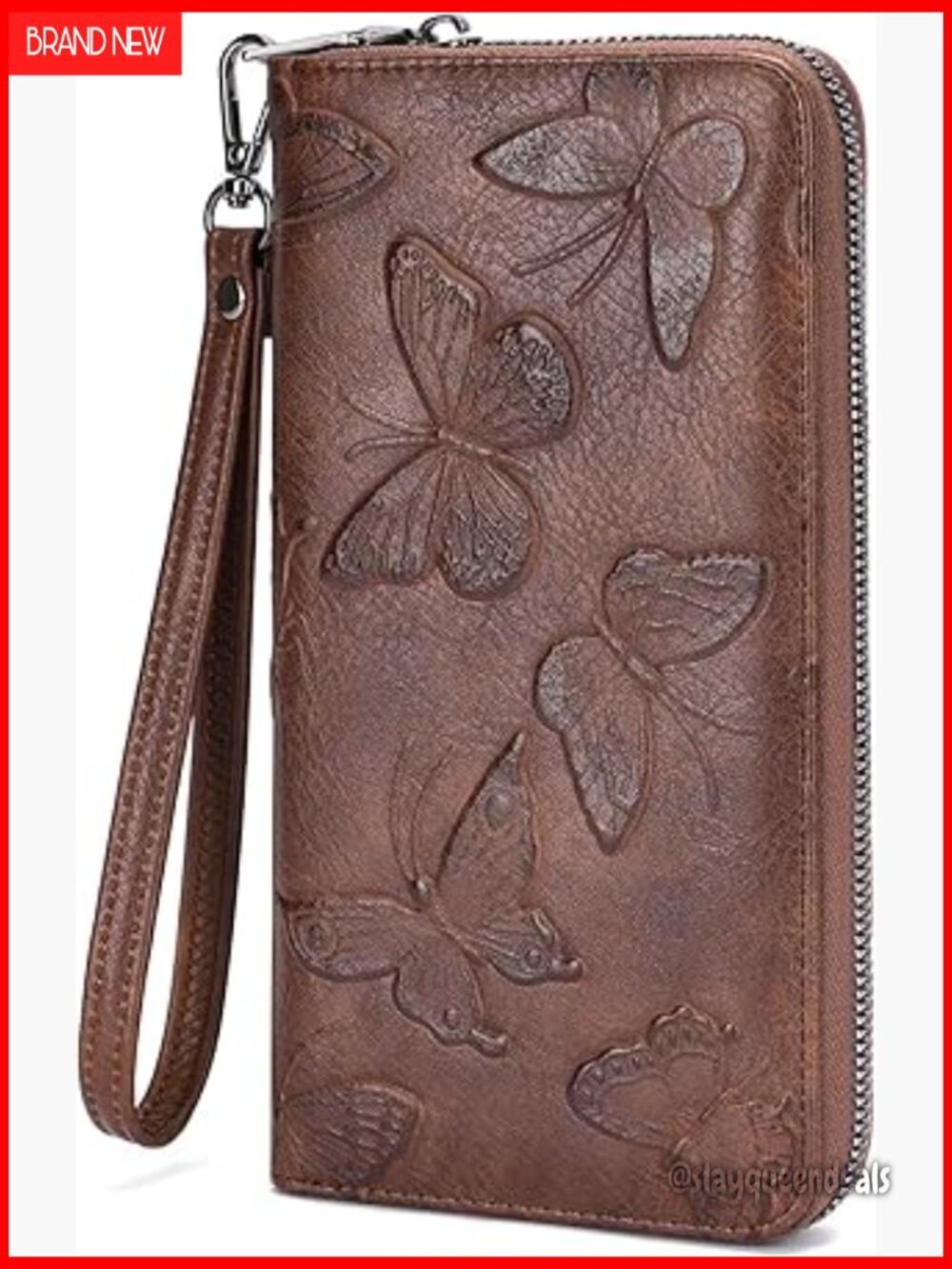 Large Capacity RFID Wristlet Wallet with Passport Holder Vegan Leather